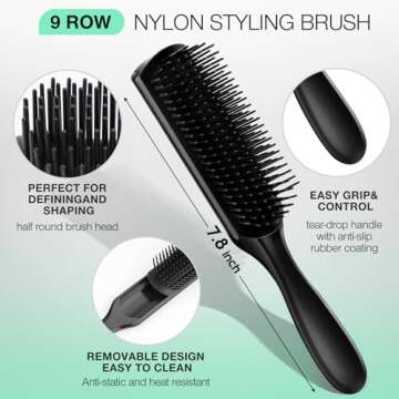 Hommtina Detangling Brush Set for Smooth Hair