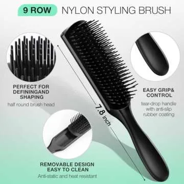Hommtina Detangling Brush Set for Smooth Hair