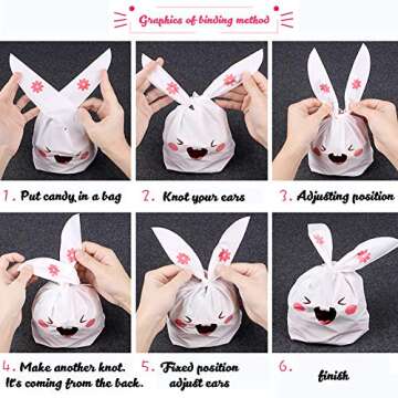 Shindel 100PCS Cute Easter Goodie Bags, 9 x 5.1 Inch Bunny Treat Bags for Cookie Snack Packaging Supplies