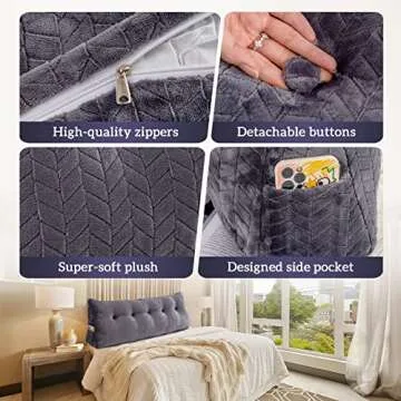 TerriTrophy Triangular Wedge Headboard Pillow Large Bolster Bed Rest Reading Pillow Backrest Positioning Support Bolster Cushion with Removable Cover