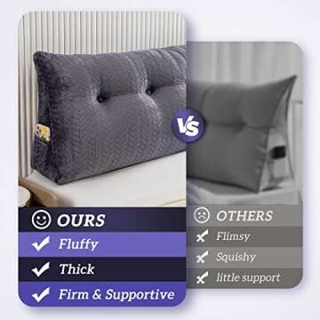 TerriTrophy Triangular Wedge Headboard Pillow Large Bolster Bed Rest Reading Pillow Backrest Positioning Support Bolster Cushion with Removable Cover