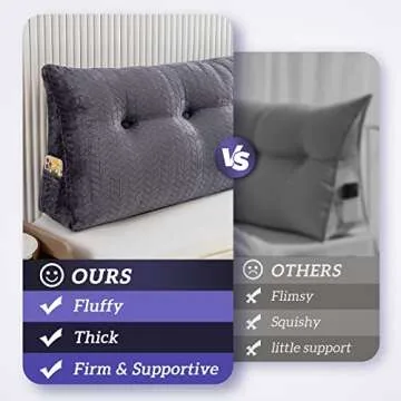 TerriTrophy Triangular Wedge Headboard Pillow Large Bolster Bed Rest Reading Pillow Backrest Positioning Support Bolster Cushion with Removable Cover