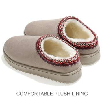 QENIN Snow Boots Slippers for Women Indoor Outdoor Girls Slip On Shoes Comfy Warm Soft Platform Hous...