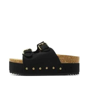 ATBELL Women's Cork Footbed Flatform Sandals Comfort Platform Slides Sandal with Dual Buckled Straps...