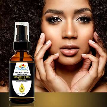 Tropical Holistic Vitamin E Oil, 100% Pure Max Strength 75,000 IU Vitamin E, Antioxidant Rich Skinca...
