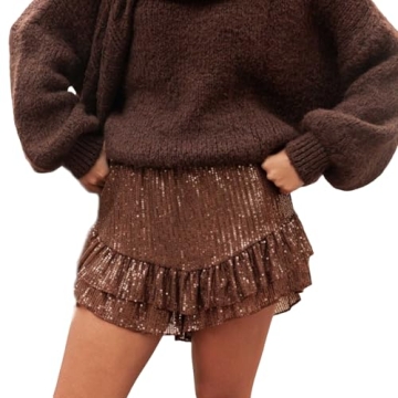 Women Y2k Glitter Ruffle Shorts for Summer Fun