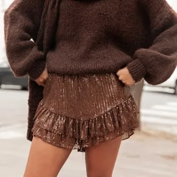 Women Y2k Glitter Ruffle Shorts for Summer Fun