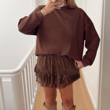 Women Y2k Glitter Ruffle Shorts for Summer Fun