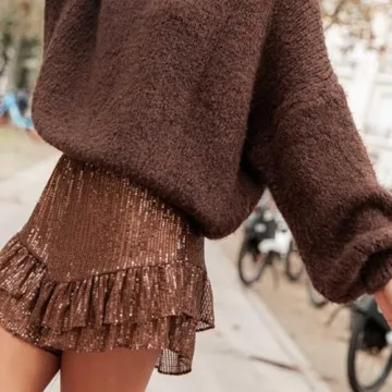 Women Y2k Glitter Ruffle Shorts for Summer Fun