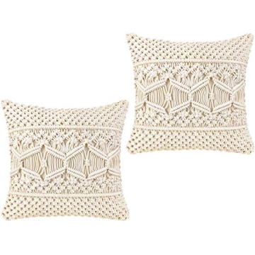 Mkono Macrame Throw Pillow Cover Decorative Cushion Set