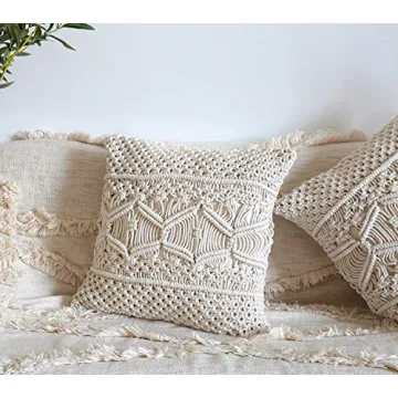 Mkono Macrame Throw Pillow Cover Decorative Cushion Set
