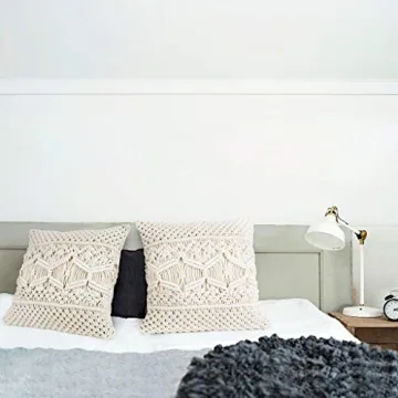 Mkono Macrame Throw Pillow Cover Decorative Cushion Set