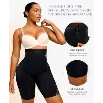 SHAPELLX Shapewear Shorts Body Shaper Tummy Control High Waisted Body Shaper Shorts Shapewear for Wo...