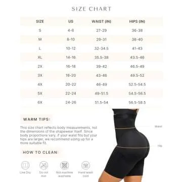 SHAPELLX Shapewear Shorts Body Shaper Tummy Control High Waisted Body Shaper Shorts Shapewear for Women Tummy Control Slip Butt Lifting Higher Power (Black, Large)
