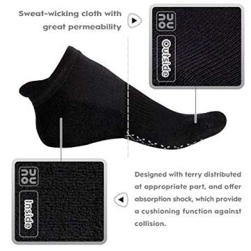 unenow Unisex Non Slip Socks with Grips Cushion for Yoga Pilates Barre Home & Hospital