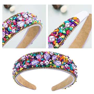 MUQINGWAN Women's Fashion Headbands personality Crystal Rhinestone Decorative Candy Color Girls Hairbands Party Baroque Headband Accessories (purple) 0.18 pounds