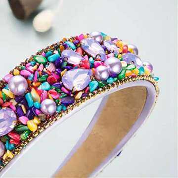 MUQINGWAN Women's Fashion Headbands personality Crystal Rhinestone Decorative Candy Color Girls Hairbands Party Baroque Headband Accessories (purple) 0.18 pounds