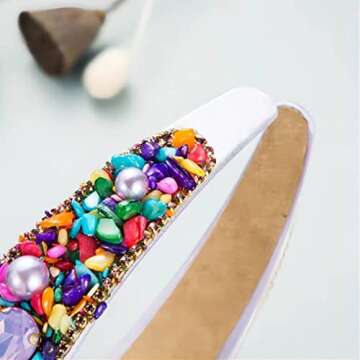 MUQINGWAN Women's Fashion Headbands personality Crystal Rhinestone Decorative Candy Color Girls Hairbands Party Baroque Headband Accessories (purple) 0.18 pounds