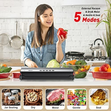 Bonsenkitchen Vacuum Sealer with Built-in Cutter and Starter Kit