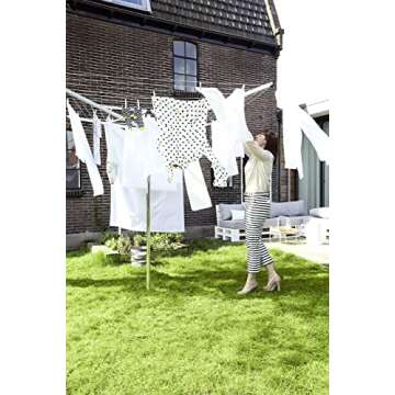 Brabantia Topspinner Outdoor 4 Arm Spinning Clothesline Rotating & Clothes Drying Rack Cover - Weather Resistant Material - Zip Closure - Outdoor - Drying Rack Protection - Leaf