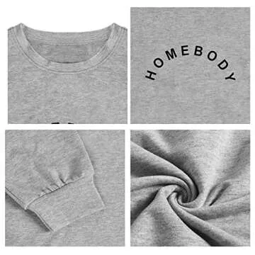 GEMLON Homebody Shirt Women Cute Letter Printed T-Shirts Long Sleeve Top Pullover Tees