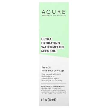 Acure Ultra Hydrating Watermelon Seed Oil - Intense Moisture & Antioxidant-Rich, Omega Acids, Daytime Facial Oil - Cold Pressed & Light Texture - Fast Absorbing with Mirron Finish - 100% Vegan -30 ml