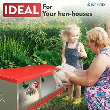 Kinchoix Chicken Nesting Boxes, 3 Compartment Metal Poultry Nest Box Wall Mount for Chickens, Hens, ...