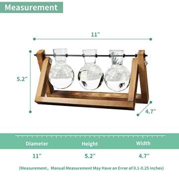 Mozing Bulb Vase, Desktop Clear Glass Planter Bulb Vase with Solid Wooden Stand and Metal Swivel Holder for Hydroponics Plants Home Garden Wedding Decoration(No Included Plants)