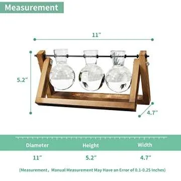 Mozing Bulb Vase, Desktop Clear Glass Planter Bulb Vase with Solid Wooden Stand and Metal Swivel Holder for Hydroponics Plants Home Garden Wedding Decoration(No Included Plants)