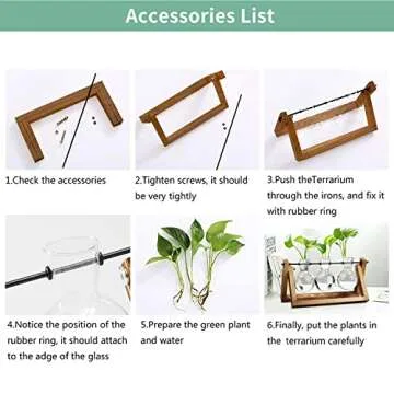 Mozing Bulb Vase, Desktop Clear Glass Planter Bulb Vase with Solid Wooden Stand and Metal Swivel Holder for Hydroponics Plants Home Garden Wedding Decoration(No Included Plants)