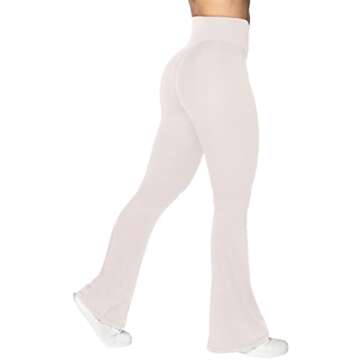 Sunzel Flare Leggings, Crossover Yoga Pants for Women with Tummy Control, High-Waisted and Wide Leg Beige