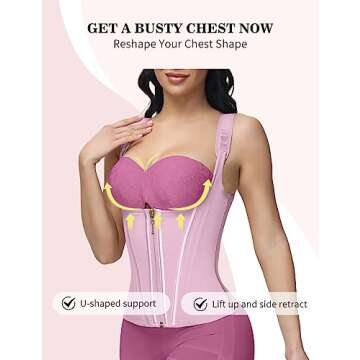 SHAPSHE Waist Trainer for Women, Tummy Control Sports Girdle, Workout Body Shaper with Adjustable Shoulder Strap, PINK M
