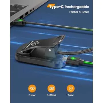 Glocusent Willow Book Light for Reading in Bed, 10LED Bright Reading Light, 3 Colors & 3 Brightness, Rechargeable Book Light Lasts for 80hr, Lightweight Clip on Book Light, Perfect for Book Lovers