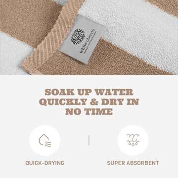 White Classic Beach Towels Oversized Stripe Cotton Bath Towel Large, Pool Towel