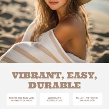 White Classic Beach Towels Oversized Stripe Cotton Bath Towel Large, Pool Towel