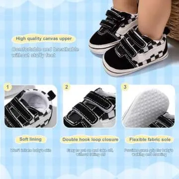 Sonsage Baby Boys Girls Canvas Sneaker Non-Slip Breathable Prewalker Crib Shoes Toddler First Walker Shoes for 0-18 Months