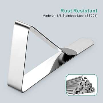 12 Pack Tablecloth Clips - Heavy Duty Picnic Table Clips, Stainless Steel Table Cloth Cover Clamps, Table Cloth Holders Ideal for Restaurant Picnics Marquees Weddings Graduation Party