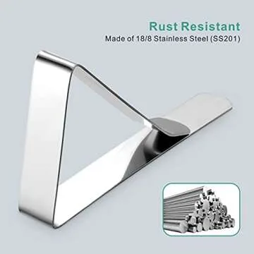 12 Pack Tablecloth Clips - Heavy Duty Picnic Table Clips, Stainless Steel Table Cloth Cover Clamps, Table Cloth Holders Ideal for Restaurant Picnics Marquees Weddings Graduation Party