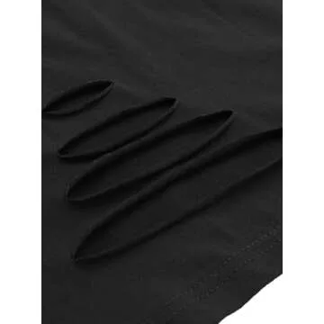 Remidoo Womens Graphic Crop Top T Shirt Ripped Short Sleeve Sun and Moon Print Tee Black Small