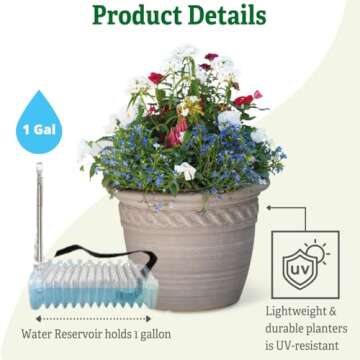 Cortina Self-Watering Planter - 20" Diameter Durable Design