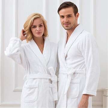 KAHAF COLLECTION Cotton Terry Robes for Women and Men, Lightweight Terry Shawl Collar Bathrobe, Full...