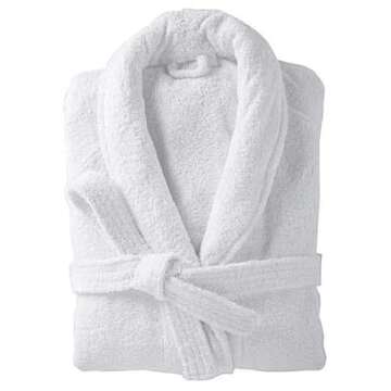 KAHAF COLLECTION Cotton Terry Robes for Women and Men, Lightweight Terry Shawl Collar Bathrobe, Full Length, ONE SIZE - UNISEX Men & Women Spa Robe (Cotton, White)