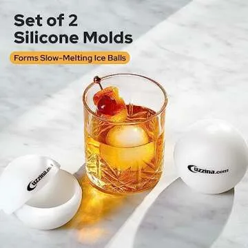 Silicone Ice Molds Set of 2 - Circle Ice Cube Molds for Large Round Ice Balls - Ideal Sphere Shaped ...