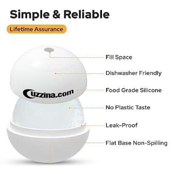 Silicone Ice Molds Set of 2 - Circle Ice Cube Molds for Large Round Ice Balls - Ideal Sphere Shaped Big Ice Balls for Whiskey, Bourbon, Scotch, and Other Drinks - Includes Extra Cocktail Recipes