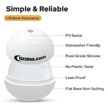 Silicone Ice Molds Set of 2 - Circle Ice Cube Molds for Large Round Ice Balls - Ideal Sphere Shaped Big Ice Balls for Whiskey, Bourbon, Scotch, and Other Drinks - Includes Extra Cocktail Recipes