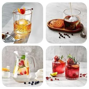 Silicone Ice Molds Set of 2 - Circle Ice Cube Molds for Large Round Ice Balls - Ideal Sphere Shaped Big Ice Balls for Whiskey, Bourbon, Scotch, and Other Drinks - Includes Extra Cocktail Recipes