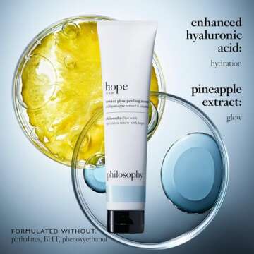 philosophy hope in a jar instant glow peeling mousse - with pineapple extract & witch hazel – delivers instantly glowing skin and even texture through exfoliation and enzymatic complex - 2.5 fl oz.