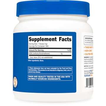 Nutricost MSM Powder 500g - Joint Support & Wellness