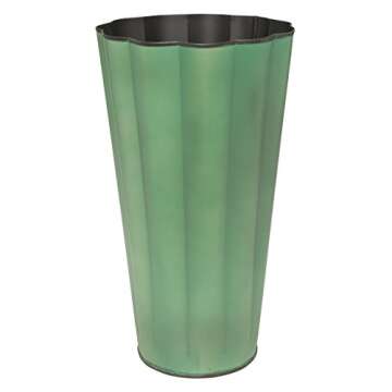 BrandWave by Lifetime Buy French Flower Bucket - Traditional Metal Vase (Bin/Container) - Green - 8 imch Diameter, 14 inch Height