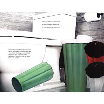 BrandWave by Lifetime Buy French Flower Bucket - Traditional Metal Vase (Bin/Container) - Green - 8 imch Diameter, 14 inch Height